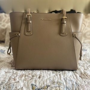 Michael Kors Truffle Beige Voyager Leather Tote